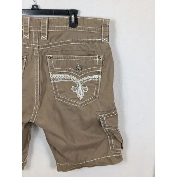 Rock Revival Classic Cargo Shorts Brown Men's Size 38